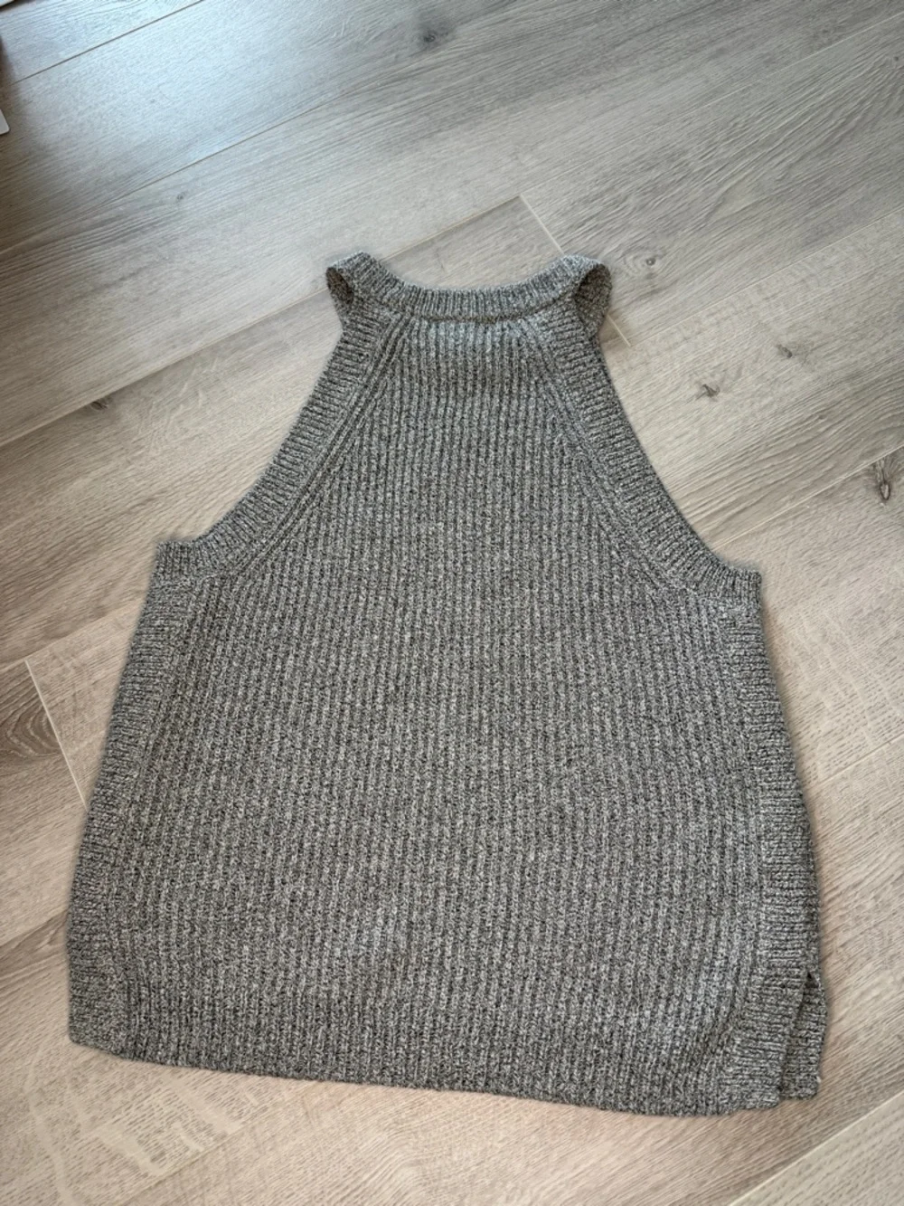 Madewell Gray Marled Ribbed Knit Mock Neck Sleeveless Sweater Tank M - Picture 2 of 6